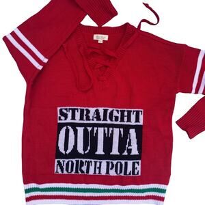 Vintage 90’s Straight Outta Northpole Rap HipHop Christmas Knit Sweater